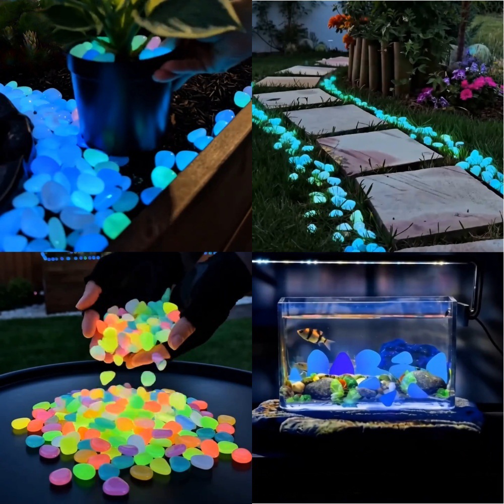 Aquarium Fish Items - Piedras luminosas coloridas que brillan en