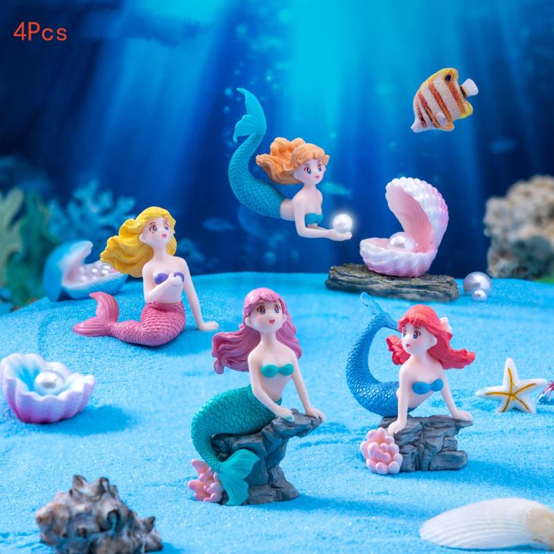 Aquarium Fish Items - 4 Piezas de Adornos de Sirena