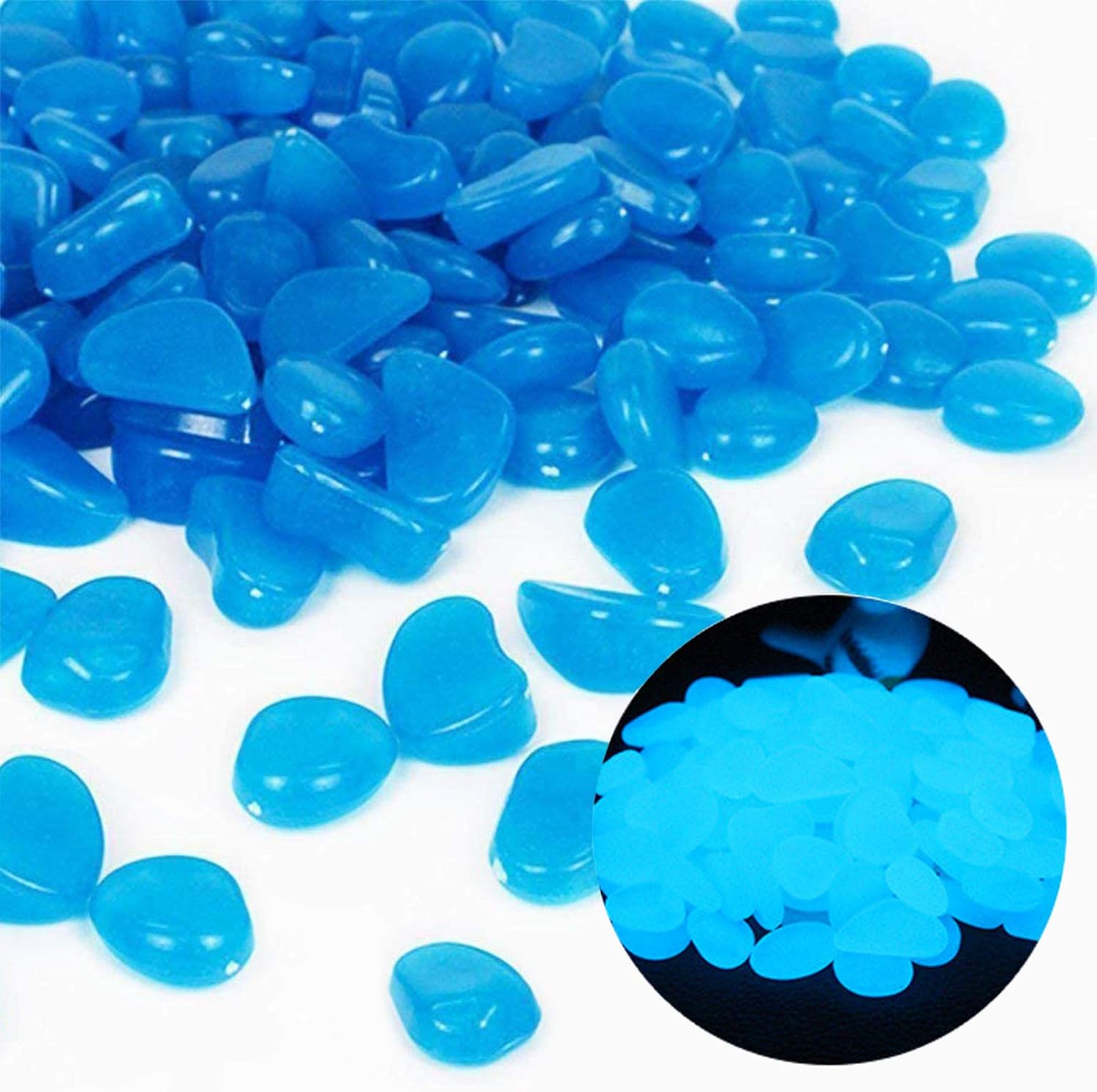 Aquarium Fish Bowl - Rocas para pecera, guijarros azules brillantes