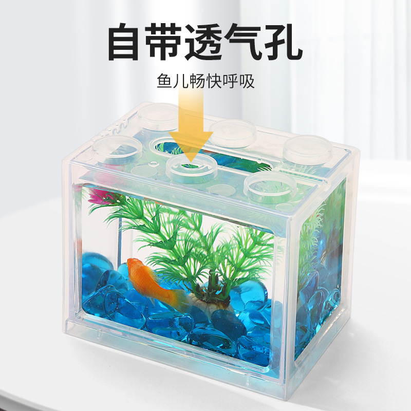 Mini acuario USB con luz LED,  - Aquarium Fish Game reseña y precio